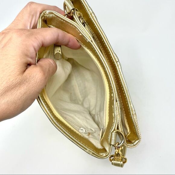 VINTAGE Medusa Gold Metallic Patchwork Crossbody Bag ( like Versace) - Picture 10 of 11